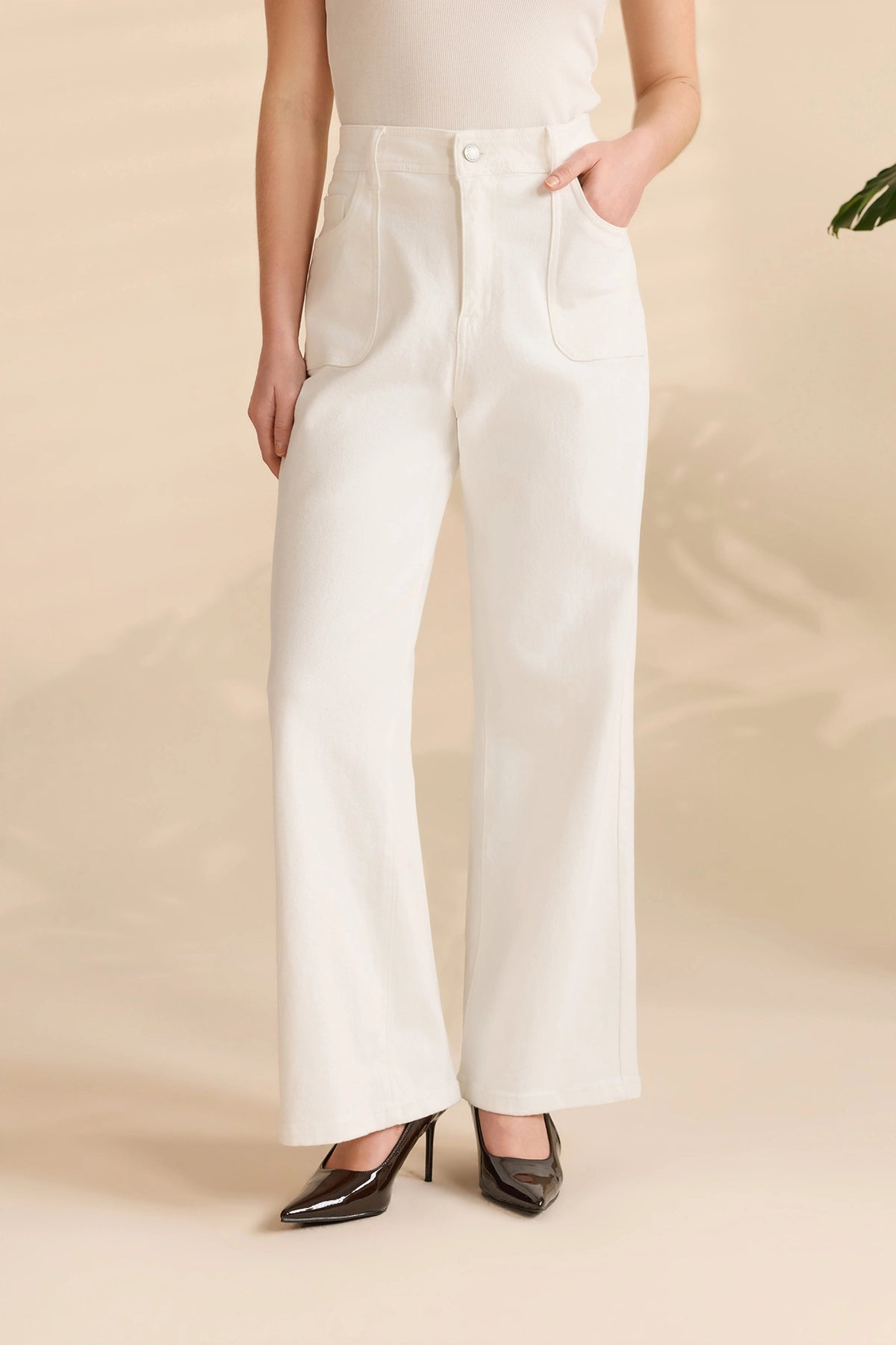 Womens White High Waisted Jeans | Cicy Bell
