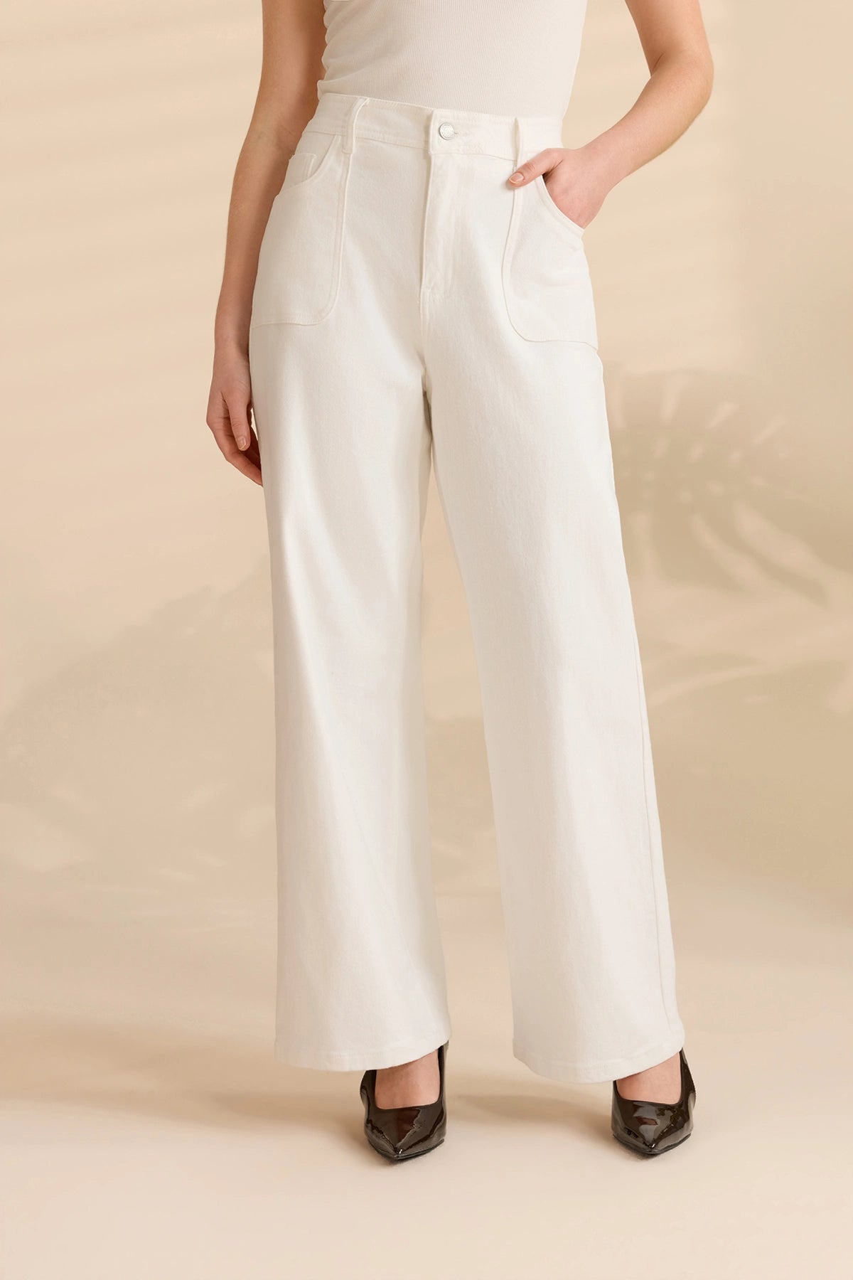Womens White High Waisted Jeans | Cicy Bell