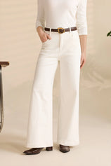 Womens White High Waisted Flared Jeans| CicyBell