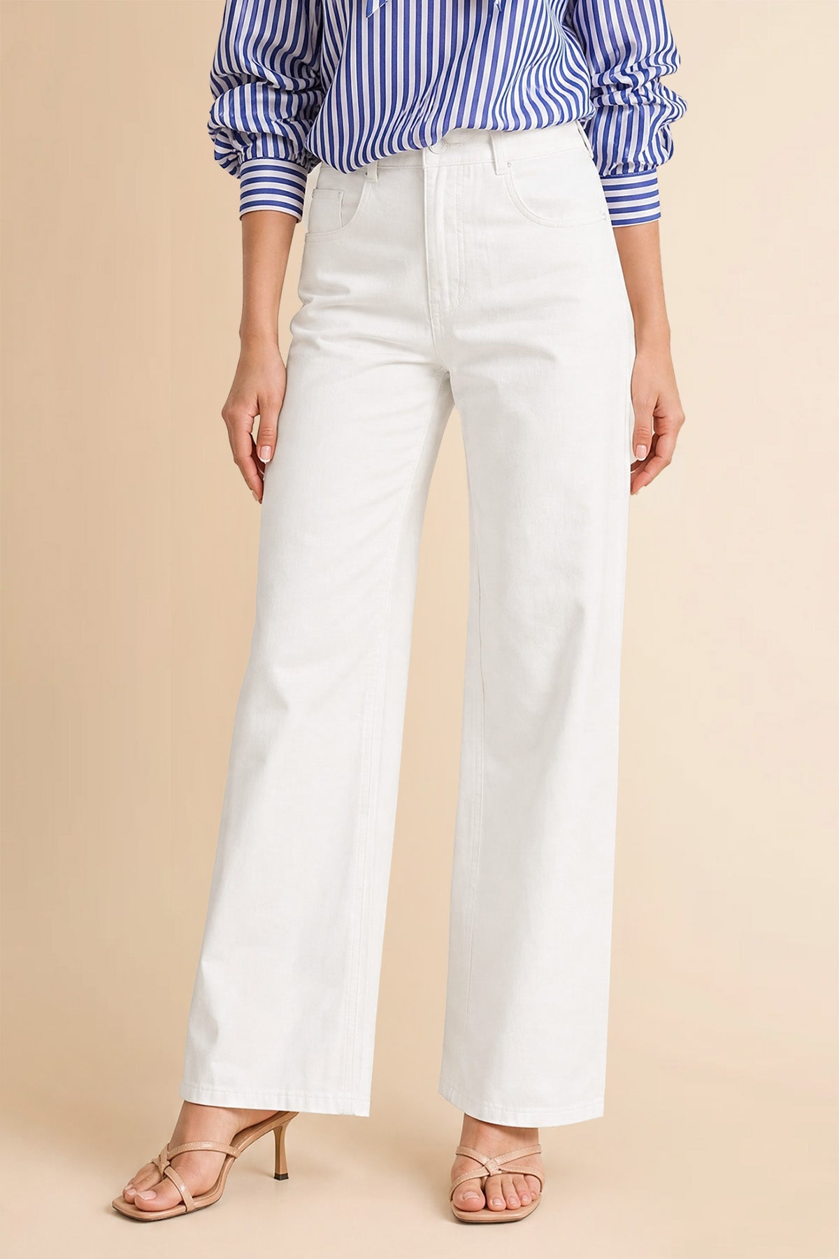 Womens White High Waisted Flared Jeans| CicyBell