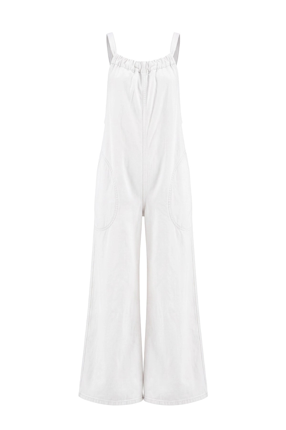 Womens White Wide Leg Denim Overall | CicyBell
