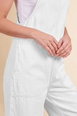 Womens White Wide Leg Denim Overall | CicyBell
