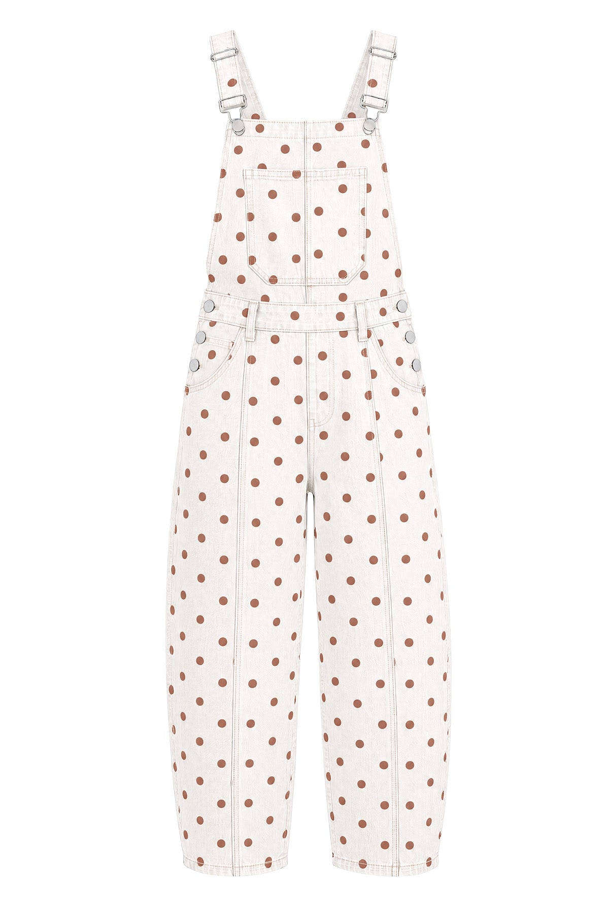Womens White Polka Dot Bib Denim Overalls| CicyBell