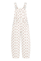 Womens White Polka Dot Bib Denim Overalls| CicyBell