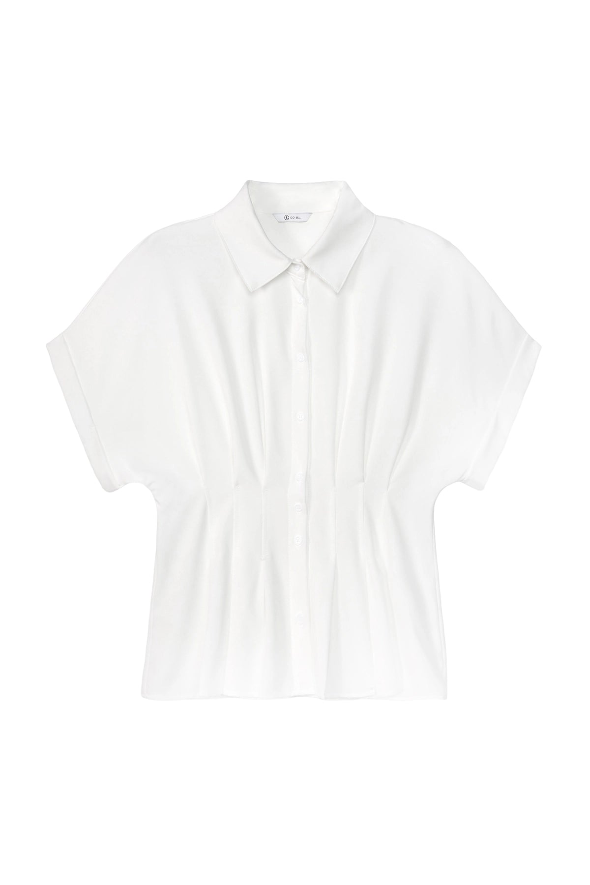 Cicy Bell Womens White Pleated Button-Down Shirt