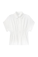 Cicy Bell Womens White Pleated Button-Down Shirt