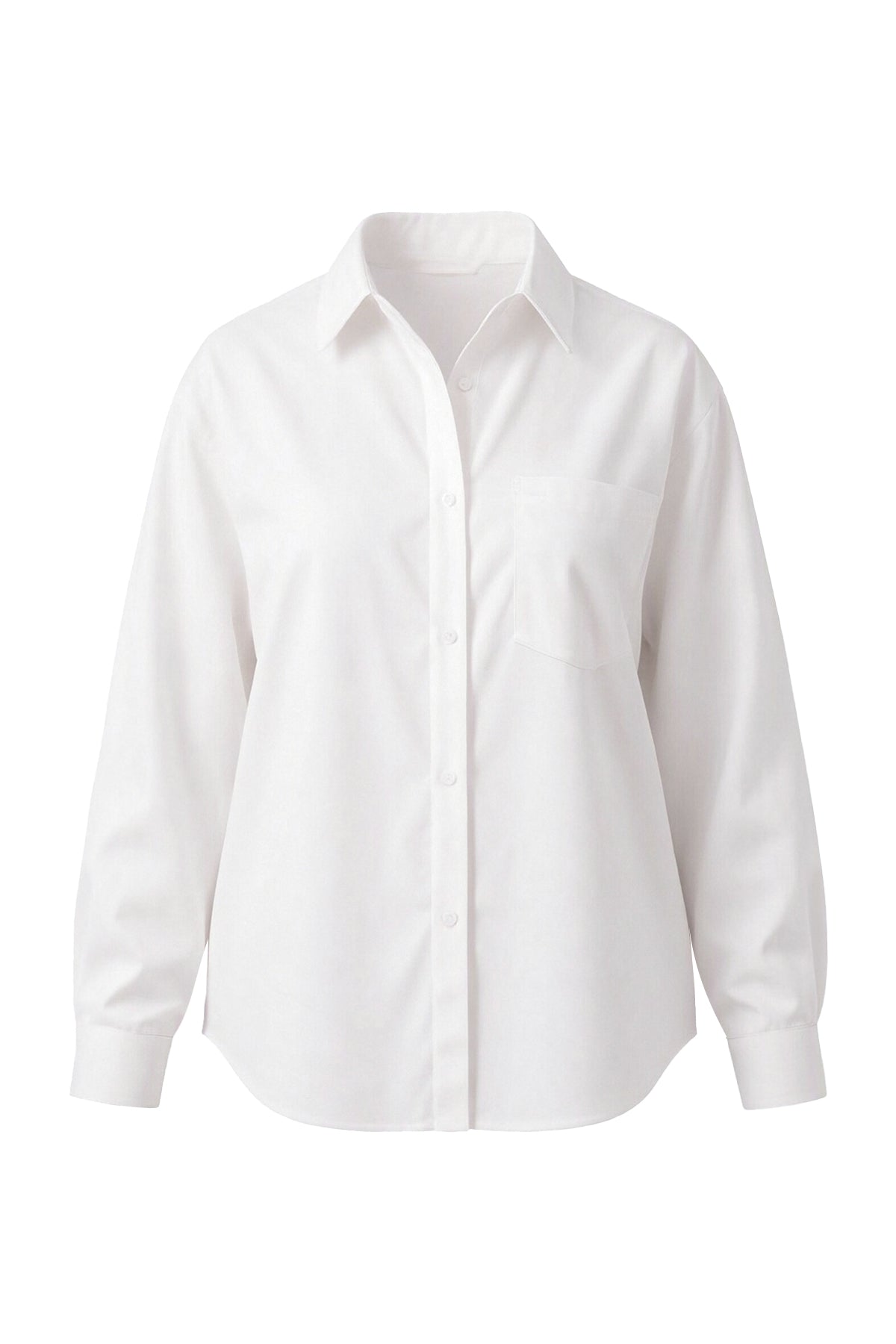 Womens White Long Sleeve Button Down Shirt | CicyBell