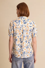 Womens White Floral Printed Button Down Shirts | CicyBell