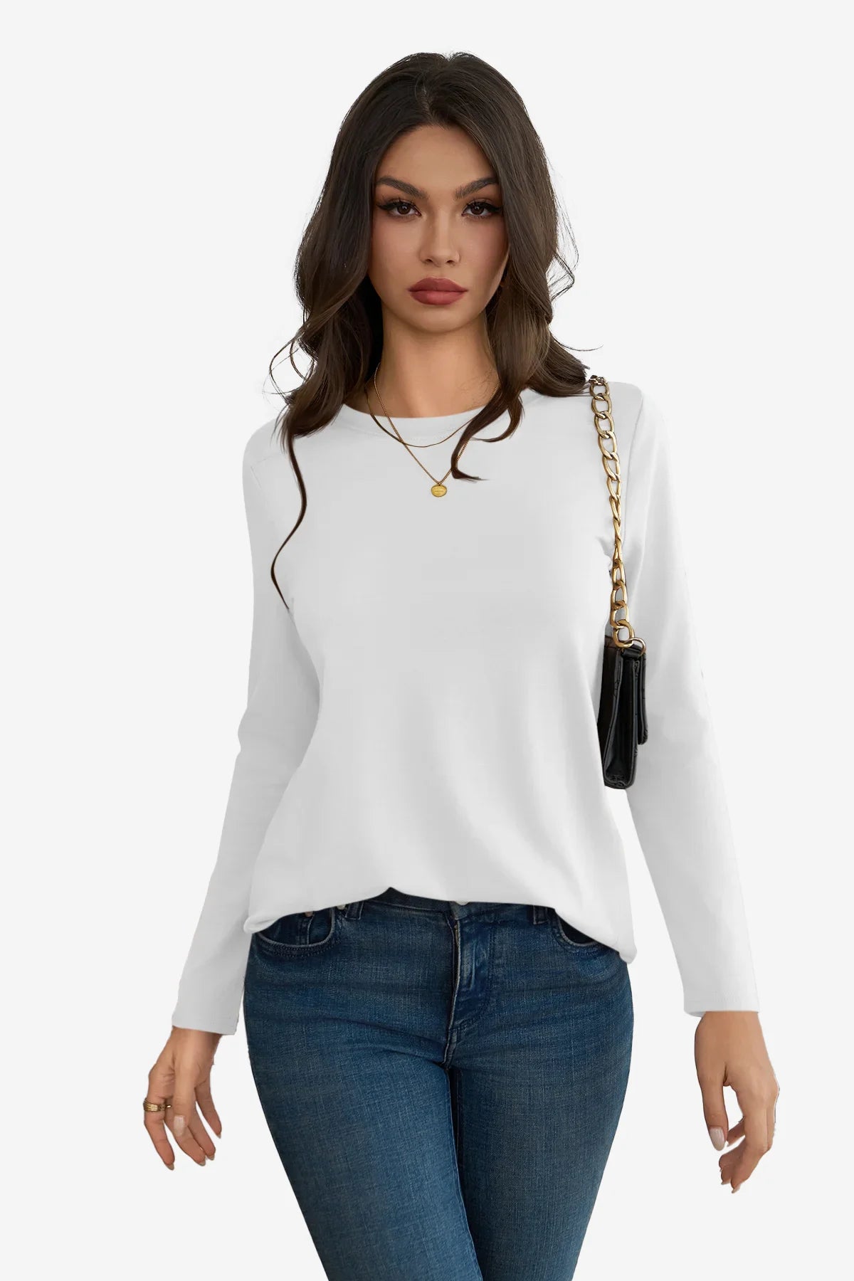 Cicy Bell Womens White Long Sleeve Shirts