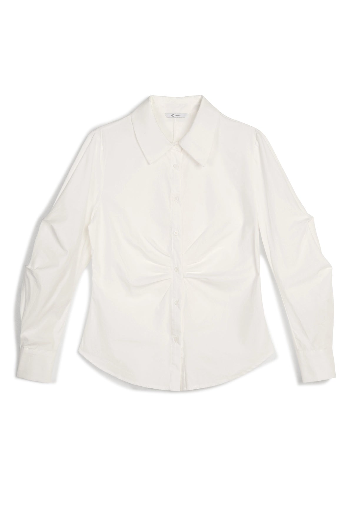 Womens White Ruched Button Down Shirts | CicyBell