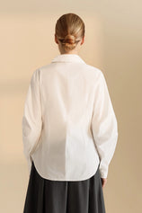 Womens White Ruched Button Down Shirts | CicyBell