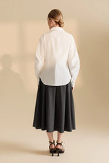 Womens White Ruched Button Down Shirts | CicyBell