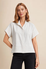 Womens White Cropped Short Sleeve Shirts| CicyBell