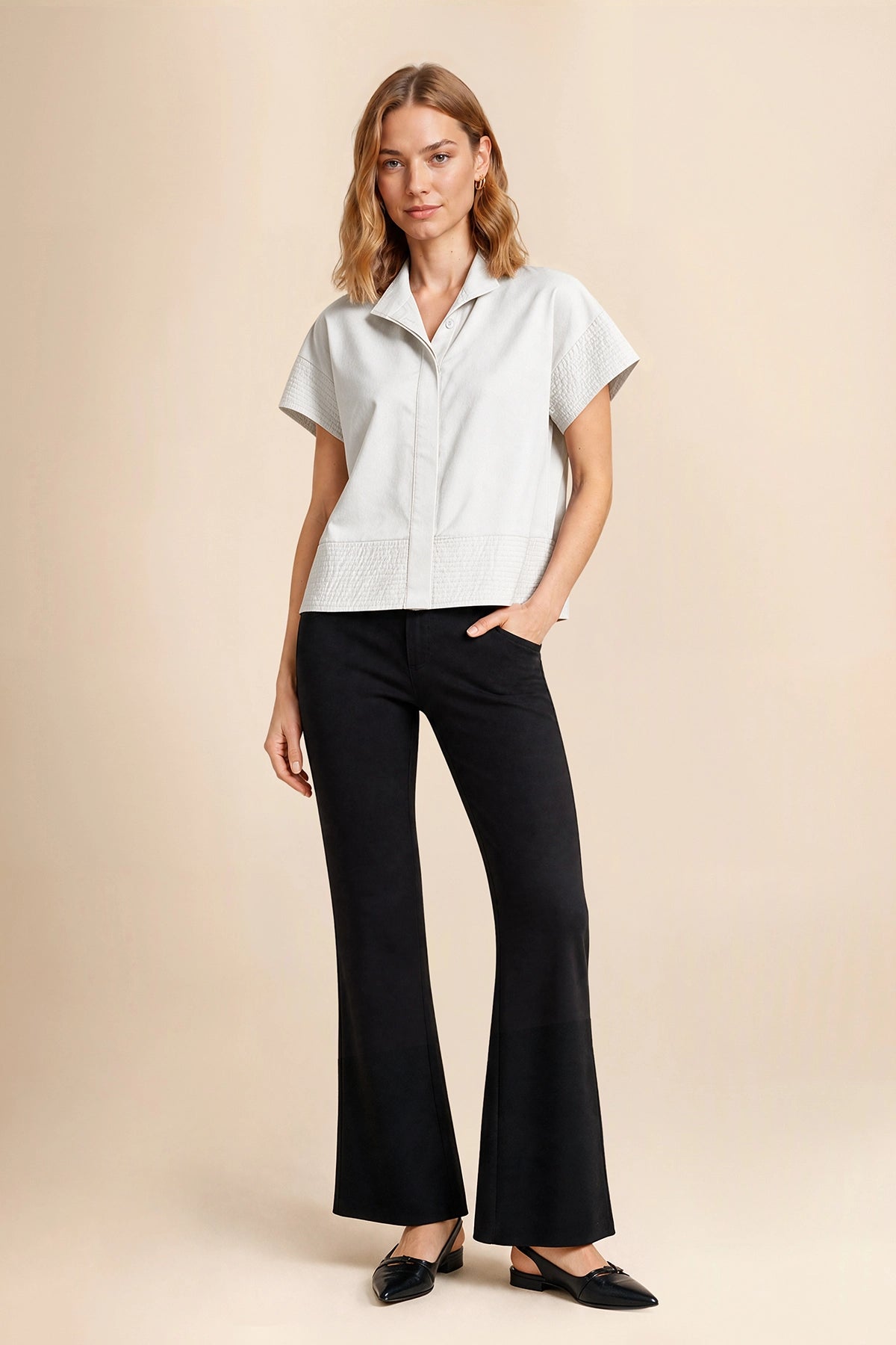 Womens White Cropped Short Sleeve Shirts| CicyBell