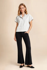 Womens White Cropped Short Sleeve Shirts| CicyBell