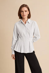 Women White Striped Button Down Shirts | CicyBell