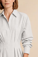 Women White Striped Button Down Shirts | CicyBell