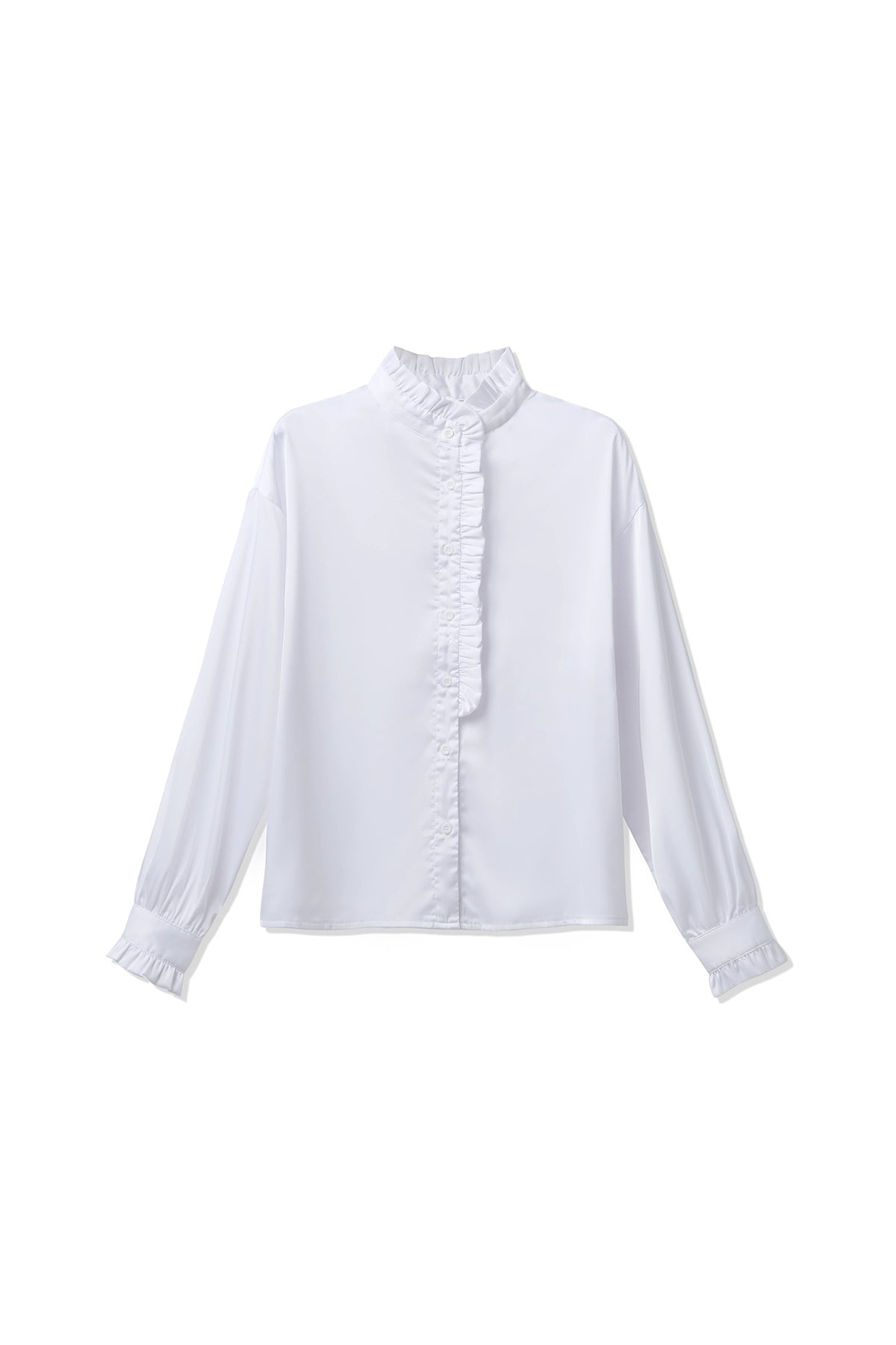 Womens White Satin Button Down Shirts | CicyBell