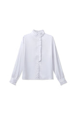 Womens White Satin Button Down Shirts | CicyBell