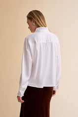Womens White Satin Button Down Shirts | CicyBell