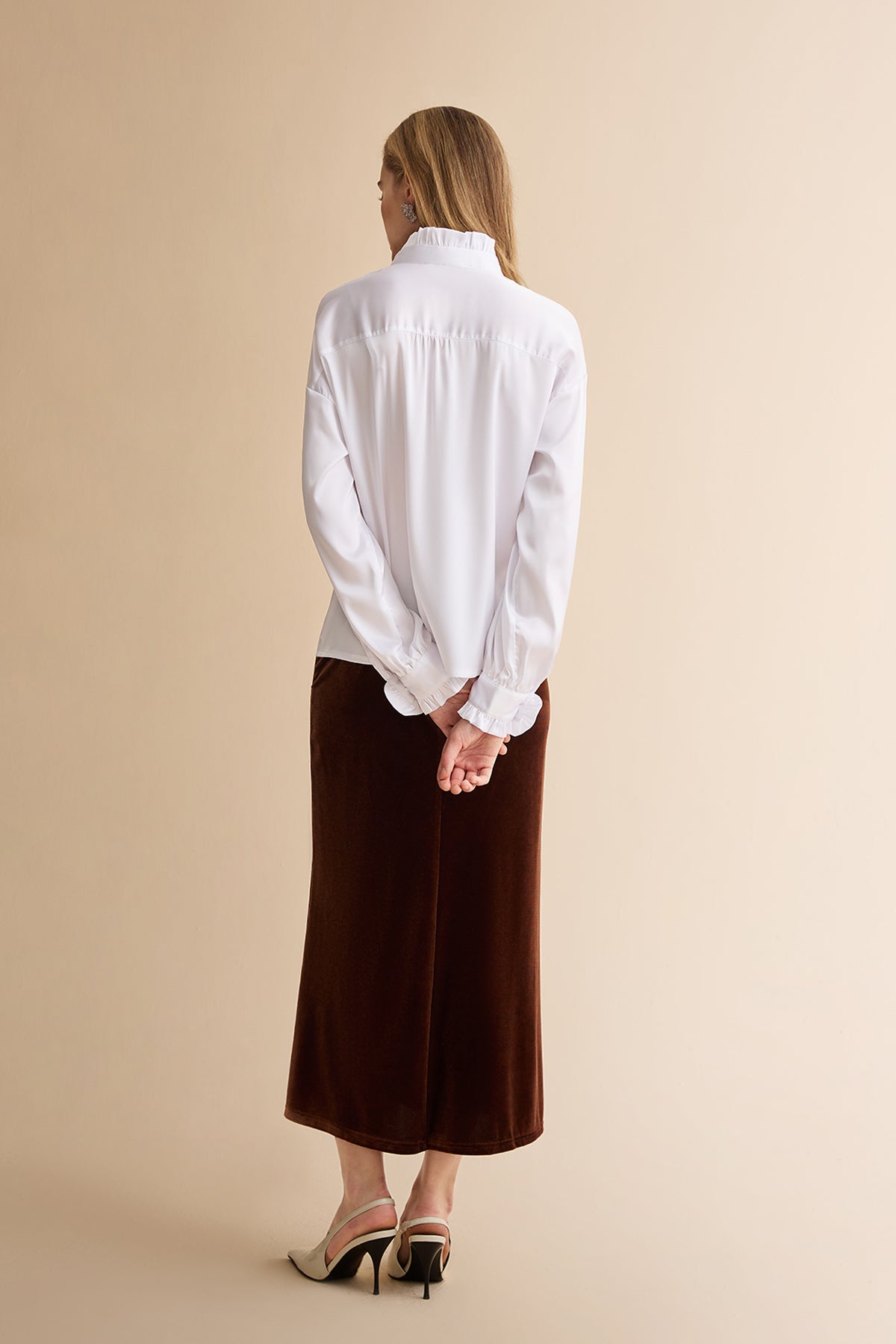 Womens White Satin Button Down Shirts | CicyBell