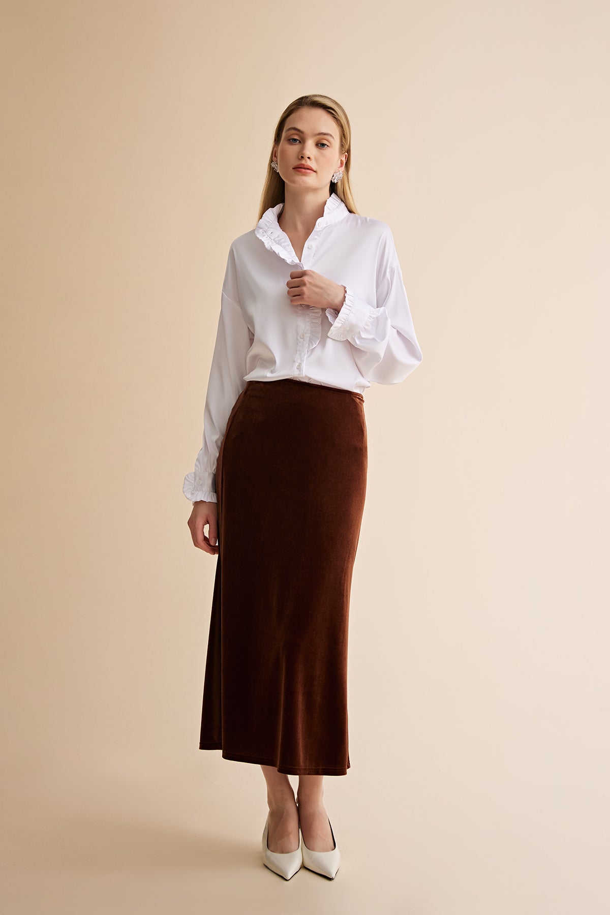Womens White Satin Button Down Shirts | CicyBell