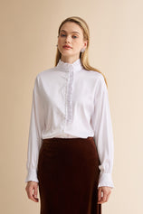 Womens White Satin Button Down Shirts | CicyBell