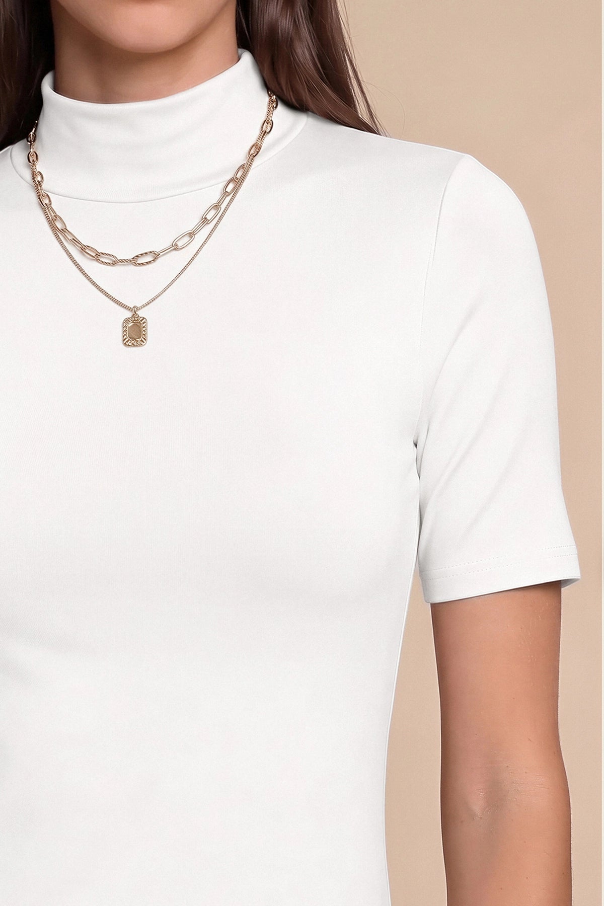 Womens White Mock Turtleneck Tops | CicyBell