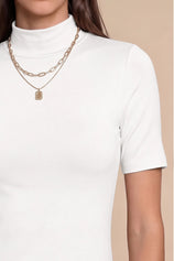 Womens White Mock Turtleneck Tops | CicyBell