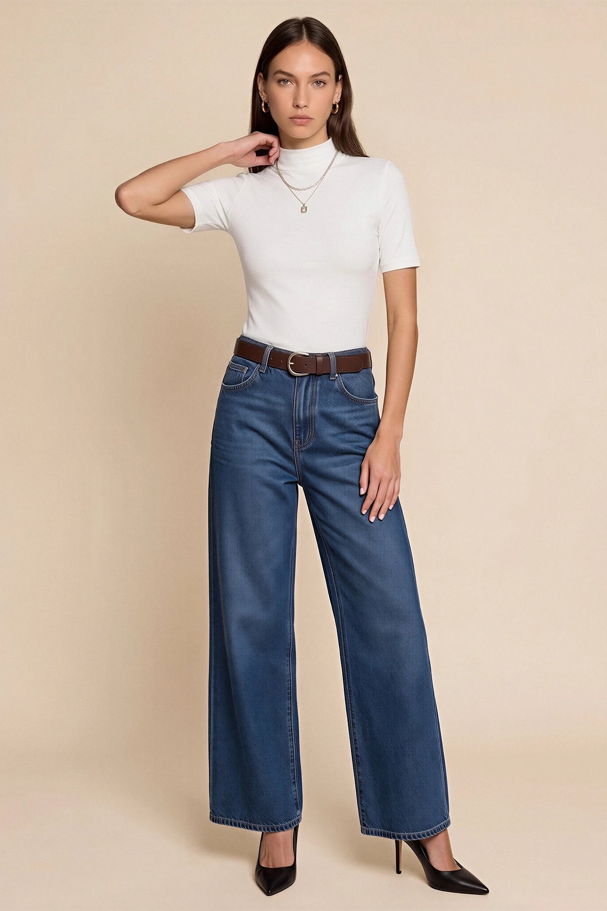 Womens White Mock Turtleneck Tops | CicyBell