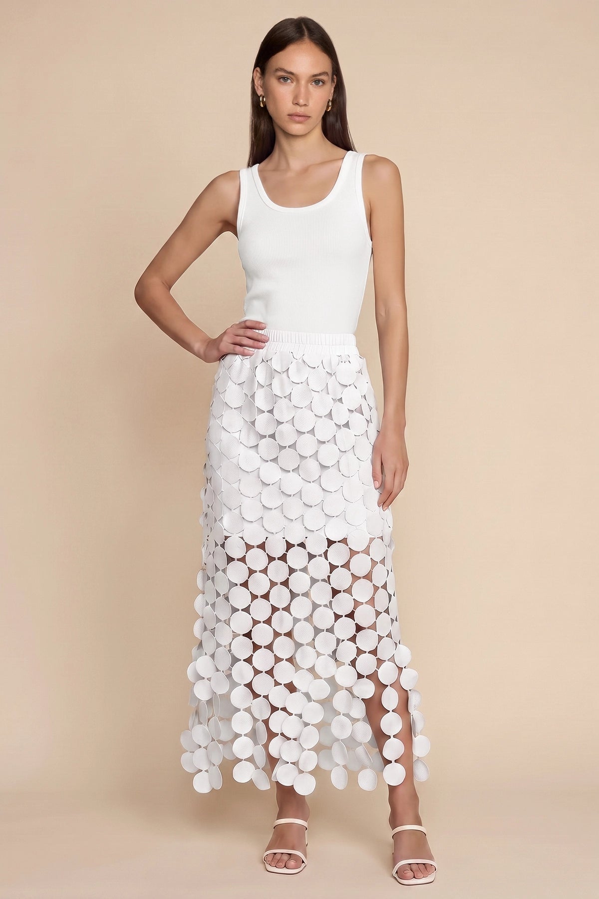 Cicy Bell Womens White Hollow Out Maxi Skirts
