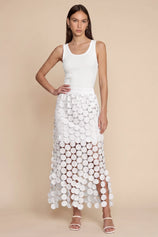 Cicy Bell Womens White Hollow Out Maxi Skirts