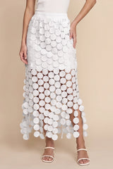 Cicy Bell Womens White Hollow Out Maxi Skirts