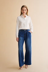 Womens White Ruffle Collar Satin Blouses | CicyBell