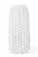 Cicy Bell Womens White Hollow Out Fringe Hem Maxi Skirts