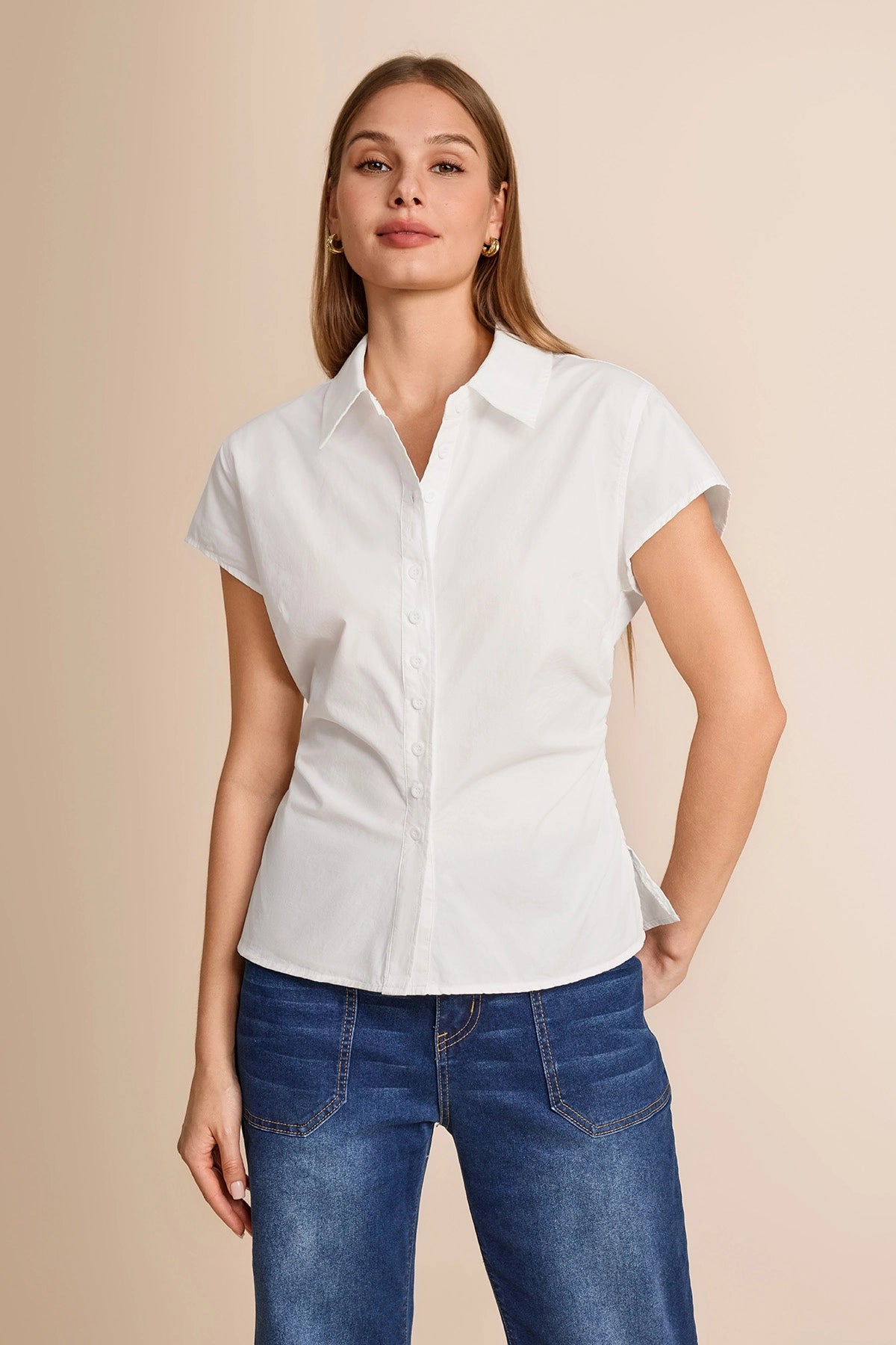 Womens White Summer Button Down Shirts  | CicyBell