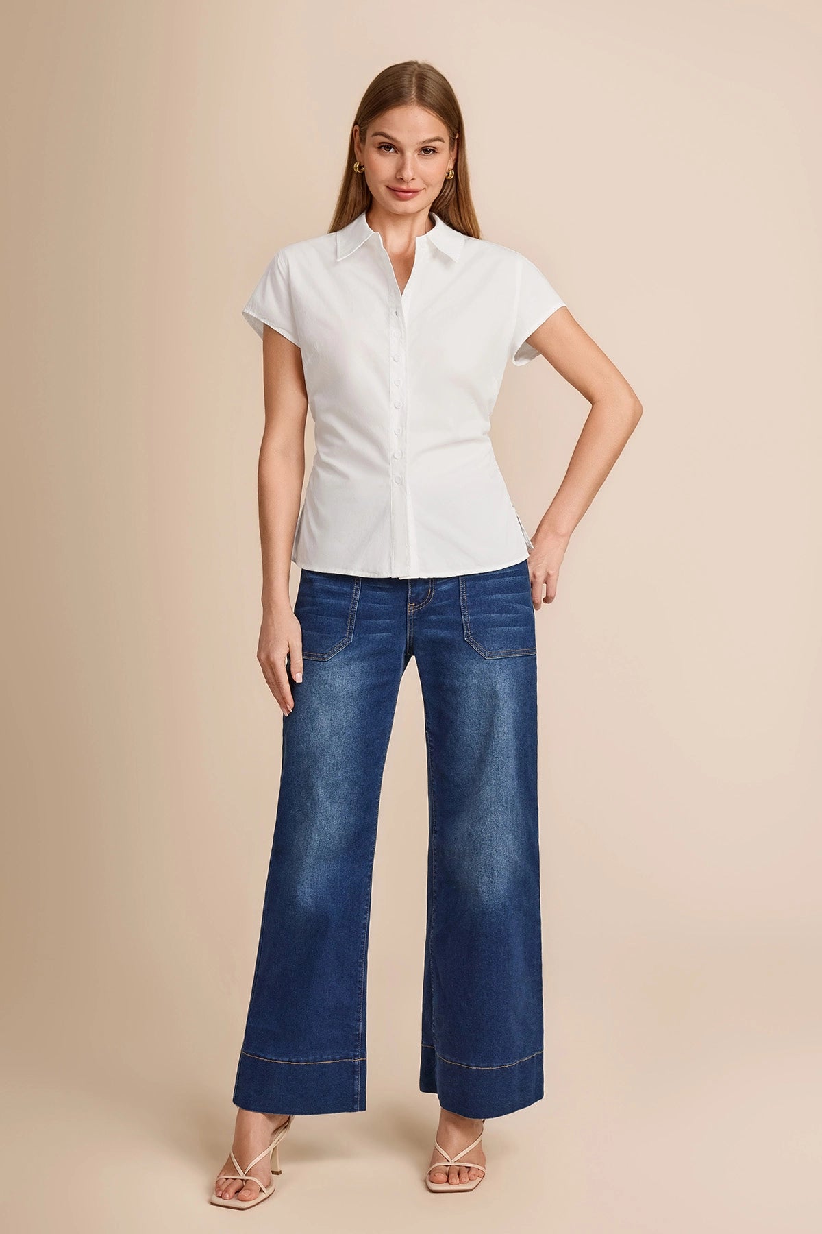 Womens White Summer Button Down Shirts  | CicyBell