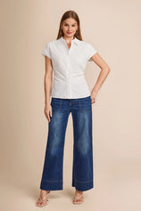 Womens White Summer Button Down Shirts  | CicyBell