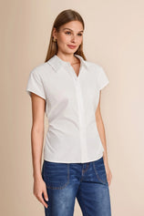 Womens White Summer Button Down Shirts  | CicyBell