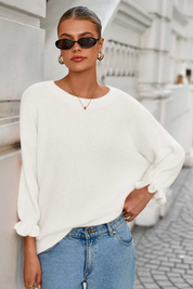 Cicy Bell Womens White Ruffle Sweaters