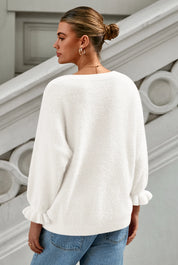 Cicy Bell Womens White Ruffle Sweaters