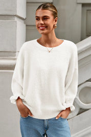 Cicy Bell Womens White Ruffle Sweaters