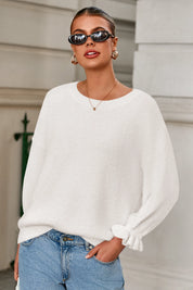 Cicy Bell Womens White Ruffle Sweaters