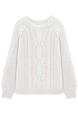 Cicy Bell Womens White Cable Sweaters