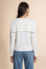 Womens White Lapel Collar Pullover Sweaters | CicyBell