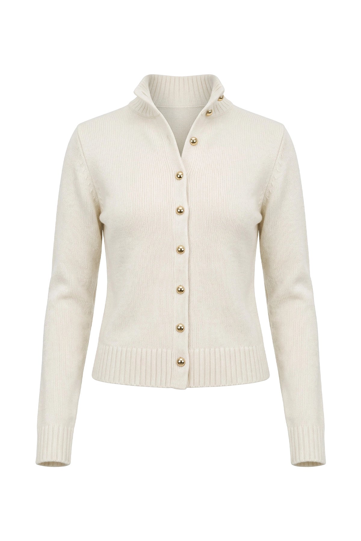 Womens White Stand Collar Knit Cardigan | CicyBell