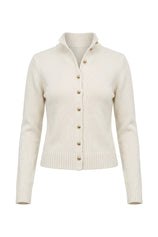 Womens White Stand Collar Knit Cardigan | CicyBell