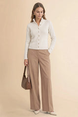 Womens White Stand Collar Knit Cardigan | CicyBell