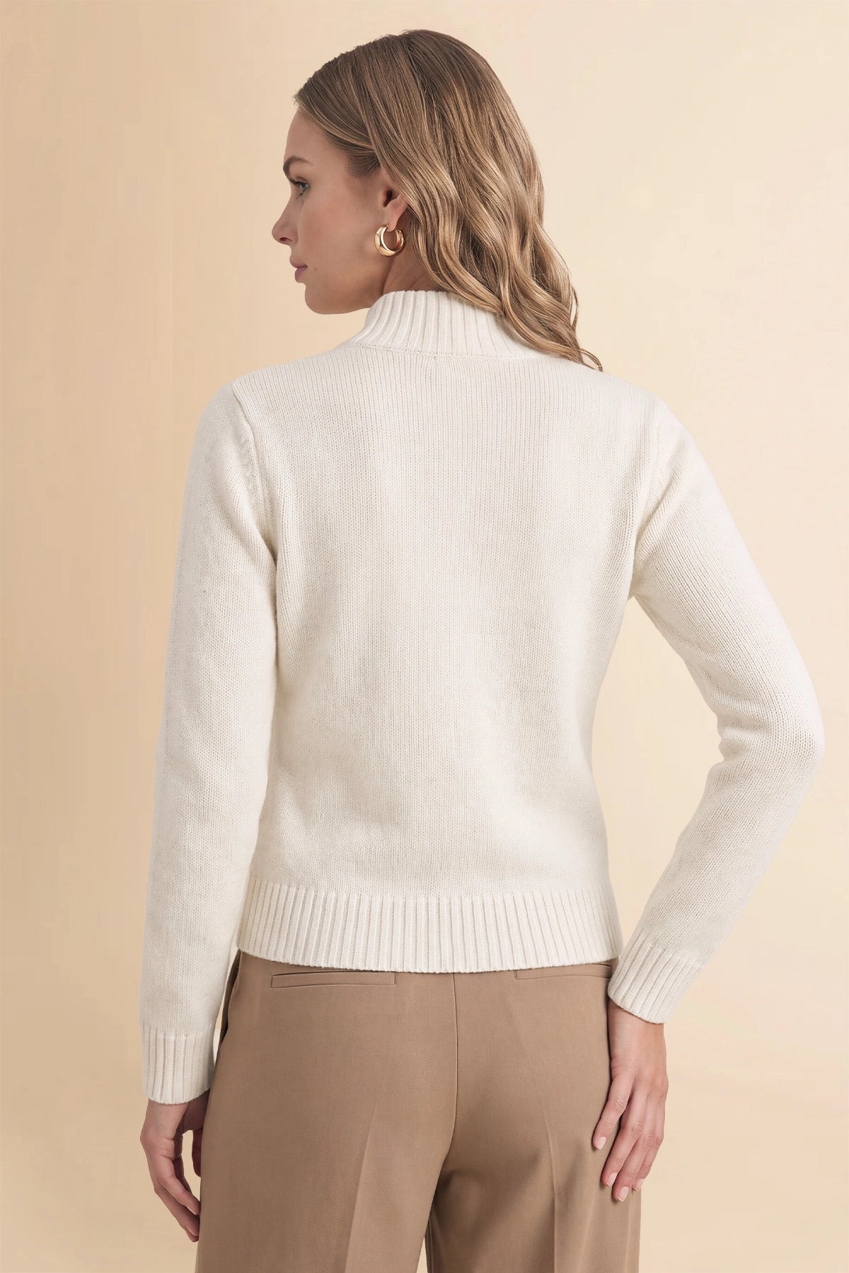 Womens White Stand Collar Knit Cardigan | CicyBell
