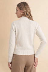 Womens White Stand Collar Knit Cardigan | CicyBell